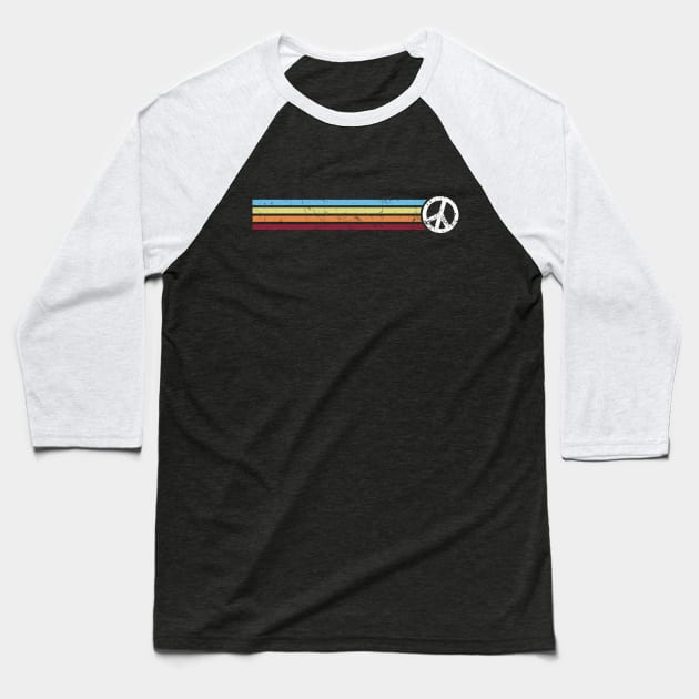 RETRO PEACE STRIPES Baseball T-Shirt by Jitterfly